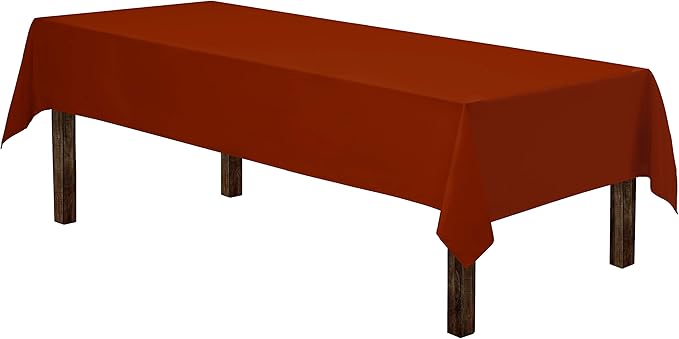 Gee Di Moda Rectangle Tablecloth - 60 x 84 Inch Burnt Orange Table Cloth for 5 Foot Rectangle Table - Heavy Duty Washable Fabric - for 5 Ft Buffet Table, Holiday Party, Dinner, Wedding & Baby Shower