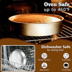 LIANYU Cake Pans 9 Inch Round, Stainless Steel Round Wedding Birthday Cake Pan, Metal Baking Tin Oven Pan for Layer Cake Brownie Lasagna, Leak Proof, Dishwasher & Pot Safe