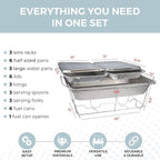 Large Full Size 33-Pcs Disposable Chaffing Buffet with-Covers, Utensils, Fuel Cans – Premium Chafing Dish Set for Events, Parties, Catering
