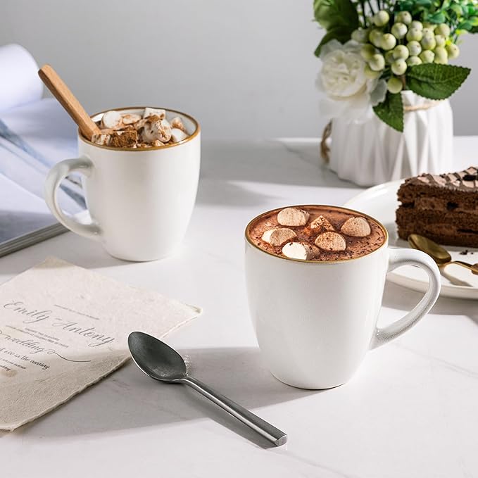 GBHOME Ceramic Coffee Mugs Set of 4, 12oz Stoneware Coffee Mugs Set For Dad Mom Women MEN, Light Weight Ceramic Coffee Cups for Latte/Tea/Beer/Hot Cocoa, Dishwasher & Microwave Safe