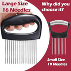 JAYVAR Extra-Large Onion Holder for Slicing, Onion Cutter Vegetable Chopper, Extra-Large Tomato Slicer with 16 Long Needles, Stainless Steel Tomato Potato Slicer, Meat Tenderizer, Food Slicing Guide