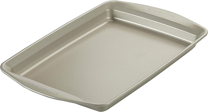 Rachael Ray Nonstick Bakeware Set without Grips includes Nonstick Bread Pan, Baking Pans, Cake Pans, Cookie Sheet / Baking Sheet - 10 Piece, Silver