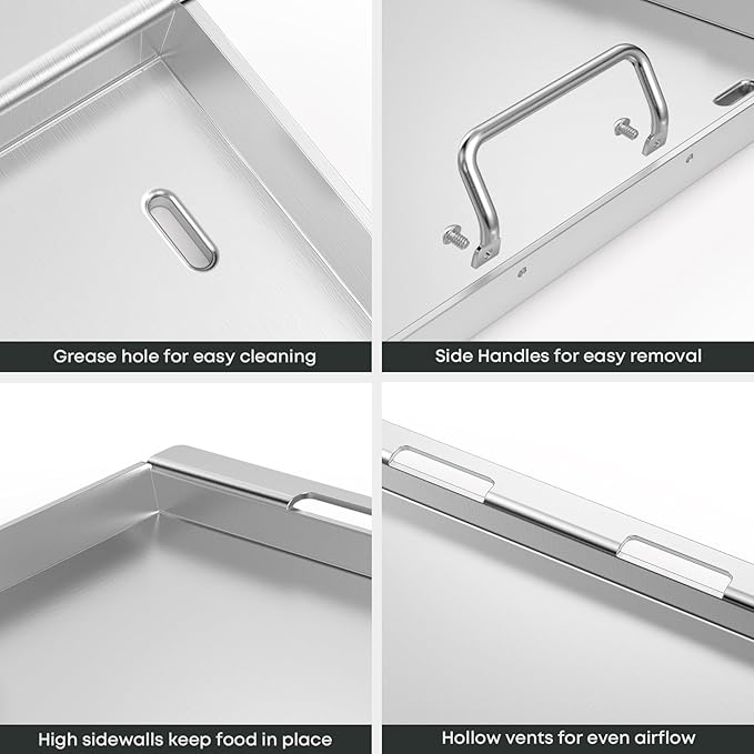 Stanbroil 6789 Full-Size Griddle Insert for Weber Genesis 400 Series Gas Grill, 4-Burner Flat Top Griddle for Weber Genesis I&II 410 415 425s 435 440, Stainless Steel