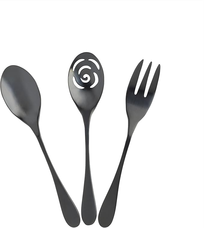 Knork Titanium Coated Stainless Steel Serving Set, Matte Black