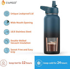CIVAGO Gallon Insulated Water Bottle Jug with Straw, 128 oz Large Stainless Steel Water Flask, Big Metal Thermal Mug with 3 Lids for Sports, Travel, Gym, and Camping, Deep Cyan