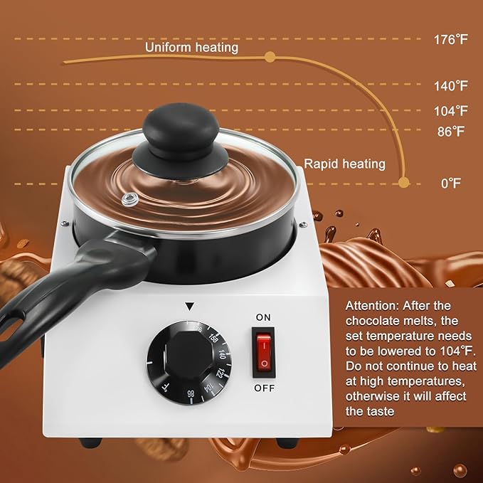 Chocolate Melting Pot Chocolate Tempering Machine Electric Chocolate Melter, 80W Chocolate Melting Machine Melter Pot