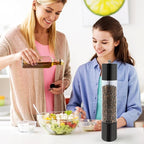 LHS Pepper Grinder Pepper Mill Salt Grinder Refillable- Large Capacity 12 Inch- Peppercorn Grinder Stainless Steel with Adjustable Ceramic Rotor (12", Black)