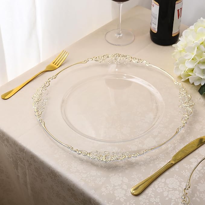 allgala Heavy Quality Round Charger Plates - Clear Chargers for Dinner Plates - Set of Charger Plates for Table Decor - Ideal for Weddings, Thanksgiving Parties & Holidays - Clear (13-Inch 6-Pack)