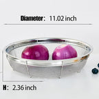 Fine Mesh Rice Strainer, Metal Colander Bowl Stainless Steel Baskets for Pasta, Fruit - Strain, Drain, Rinse(Diameter 11.02 inch)