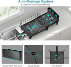 GSlife Expandable Dish Drying Rack - Large Dish Racks for Kitchen Counter with Pan Slot, Anti-Rust Sink Dish Drainer with Drainboard and Utensil Holder, 26.2" Lx12.6 W, Black