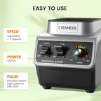 CRANDDI Professional Smoothie Blender, 80oz BPA-Free Countertop Blenders for Smoothies, Shakes & Ice Crushing, 1500W Compact Commercial Kitchen Blender with Stainless Steel Blade, 120V, K96