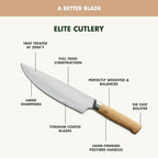 GreenPan Elite 8 Piece Steak Knife Set, Professional Stainless Steel Blades with Titanium Coating, Ultra-Sharp Dining Knives, Kitchen Cutlery, Ergonomic Wood Handles, Wooden Storage Box