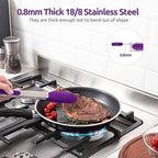 600ºF Heat Resistant Kitchen Tongs: U-Taste 12 inch Large Silicone Cooking Tong with Sturdy Non Stick Rubber Tips & Silicon Coated 18/8 Stainless Steel Handle & Smooth Locking for Serving Grill-Purple