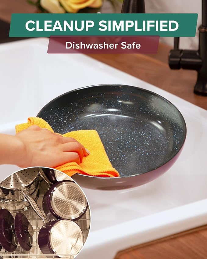 Nuwave Lux 13-Piece Premium Cookware Collection, Healthy G10 Duralon Blue Ceramic Nonstick, Ultra Durable, PFAS-Free, Lightweight & Works on All Cooktops