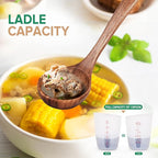 Wooden Spoons for Cooking,2 Pcs Wooden Utensil Set of Soup Ladle &Spaghetti Pasta Spoon with Teeth, Teak Wood Soup Ladle&Slotted Pasta Fork Strainer Spoon Set for Serving Collecting Noodle Gravy Sauce