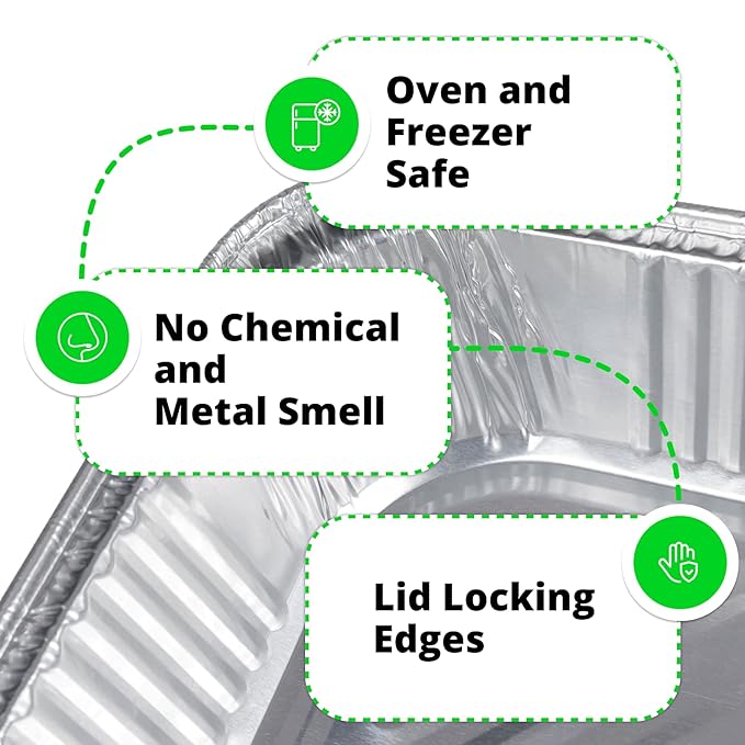 IDL Packaging Half-Size Aluminum Steam Table Pans with Lids - Medium, 13" x 11" x 2" (pack of 25) - Disposable Foil Pan for Grilling, Roasting, BBQ, Cooking, Baking, Freezing