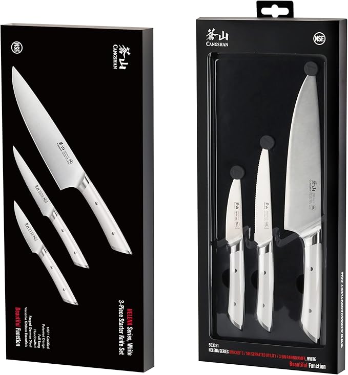 Cangshan HELENA Series German Steel Forged Starter Knife Set (White, 3-Piece)