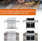 Full-Size Griddle Inserts for Weber Summit 600 Series Grills, Flat Top Griddle for Summit E-640/650/660/670 S-640/650/660/670 Gas Grills with a Smoker Box, Replacement Parts for Weber 67552