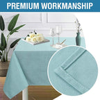 H.VERSAILTEX Linen Textured Table Cloths 54 x 54 Inch Premium Solid Tablecloth Spill-Proof Waterproof Table Cover for Dining Buffet Feature Extra Soft and Thick Fabric Wrinkle Free, Aqua