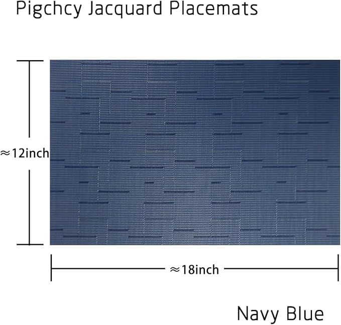 PIGCHCY Plastic Placemats,Washable Durable Vinyl Woven Table Mats,Elegant Heat Resistant Placemats for Dining Table Set of 4 (18 x 12 inches,Midnight Blue)
