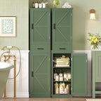 WEENFON Tall Bathroom Cabinet, Narrow Storage Cabinet with 6 Shelves & Drawer, Storage Cabinet with Adjustable Shelves, Tall Cabinet for Living Room, Home Office, Forest Green