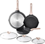 Kordisen Nonstick Frying Pan Set with Lids, 3 Piece Skillet Set, Healthy Induction Cookware Cooking Pan, Stay-Cool Handle, Compatible with All Stovetops, PFOA Free (9.5, 11, 12.5 Inch)