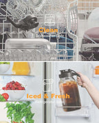 64 oz Mason Jar Pour Spout, 2 Quart Glass Water Pitcher with Lid, Airtight Seal for Great for Iced Tea,Juice,Milk,Coffee,Sun Lemonade, Set of 1(Black)