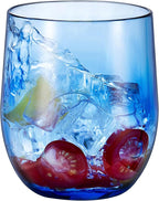 14-ounce Plastic Stemless Wine Glasses, All Purpose Arcylic Glasses, set of 6 Blue Reusable Shatter-resistant Dishwasher Safe