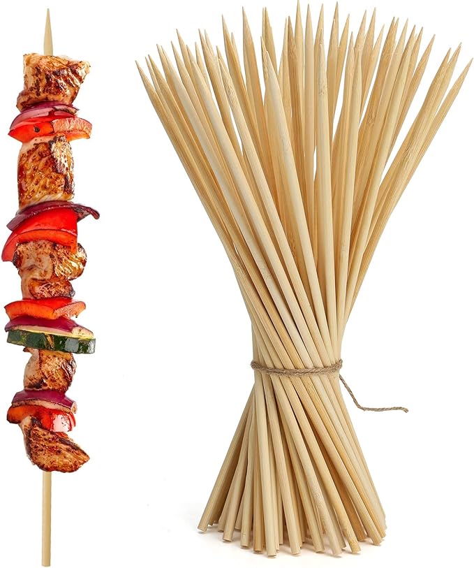 HANSGO Bamboo Skewers, Φ=5mm 12 Inch - Natural Wooden Skewers for Grilling, Appetizers, Fruit, Chocolate Fountain, Barbecue & Crafts, 70PCS
