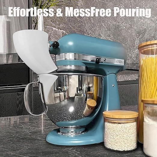 Counte Flour Funnel for Kitchen Aid Mixer,New Flour Funnel-Stand Mixer for Kitchen Aid Artisan Ksm150 5-Quart Tilt-Head Stand Mixer,for Egg Liquid and Both Flour,Enables Guided Pouring (White)