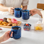 vancasso STARRY Coffee Mugs Set, 16 oz Ceramic Coffee Cups for Americano Hot Tea Iced Coffee Cold Brew Cocoa Milk Stoneware Mugs Set of 6, Dishwasher & Microwave Safe, Blue