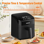 DEIME Air Fryer 4.5 Qt, Small Airfryer Digital Space Saving Compact, Bake, Reheat, Roasts for Quick Easy Meals, Mini Compact & Quiet, Nonstick & Dishwasher Safe Basket with Toast Rack (Black)