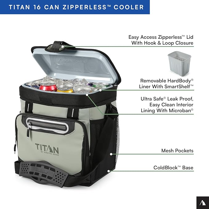 Titan by Arctic Zone 30 Can Zipperless Soft Cooler with HardBody Liner