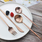 JASHII Flatware Silverware Set Stainless Steel Satin Finish Cutlery Set Service for 6, 30-Piece Spoons And Forks Kitchen Utensil Set, Dishwasher Safe (Matte Rose Gold)