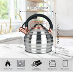 Tea Kettle for Stove Top Whistling Teapot, 3.2Q Tea Pot Stainless Steel Teakettle with Heat Proof Ergonomic Handle