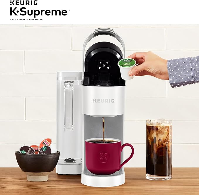 Keurig K-Supreme Single Serve K-Cup Pod Coffee Maker, MultiStream Technology, 4 Brew Sizes, 66oz Dual-Position Removable Reservoir, White