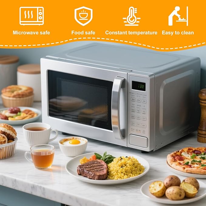 4pcs Microwave Breakfast Set, Including Non-Stick Omelet Maker 2 Cavity Egg Poacher Bacon Baking Tray Potato Rack Easy to Use Microwave Cookware Cooker