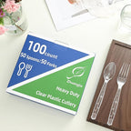 100-Pack Clear Plastic Spoons Disposable BPA-Free Heat Resistant Utensils for Catering & Events -Spoons Heavy Duty Bulk,plastic disposable for Party Supplies