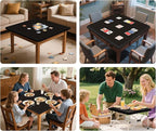 SereneGrace Elastic Card Table Cover, Windproof Tablecloth 34x34 Inch Reusable Spandex Fitted Stretch Square Folding Table Cloth for Board Games, Dining Room, Puzzle Solving, Camping, Black