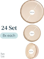 Stoneware dinnerware set 8 persons Rustic 24 pcs - Rustic design dinnerware set, dishwasher safe - Bowl and plate set - Pure Living dinnerware in beige…