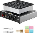 VEVOR Mini Pancake Maker, 25PCS 43mm Diameter Dutch Muffin Waffle Baker, Non-stick Stainless Steel Poffertjes Grill, Commercial Electric Dorayaki Machine, Temp & Time Control, Home Kitchen Restaurant