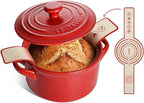 LE TAUCI 3 qt Ceramic Dutch Oven for Bread Baking with Silicone Sling- Lightweight, Non-Toxic, No Seasoning Needed- Oven, Microwave & Dishwasher Safe, Ideal for Home Bakers & Beginners, Chili Red