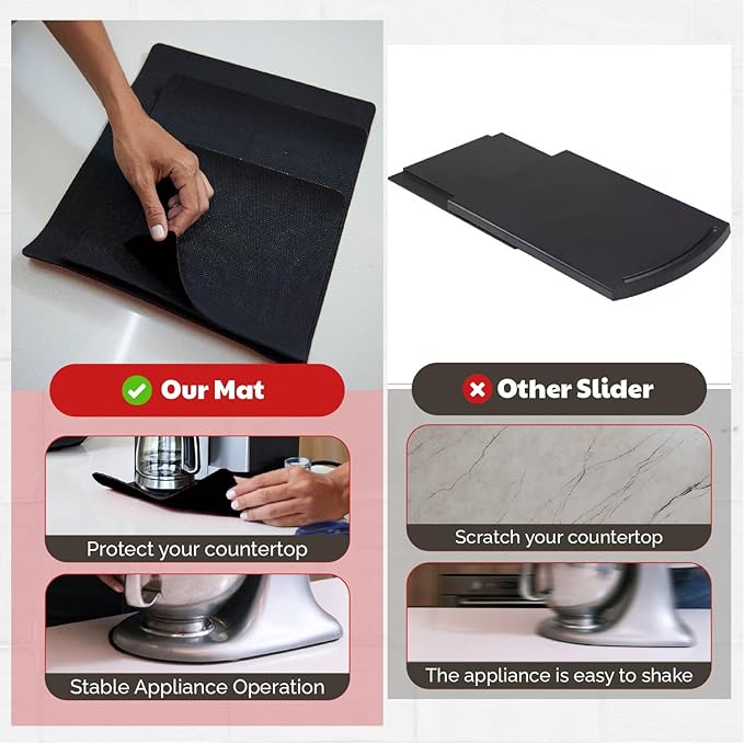 3 Pack Heat Resistant Mats for Countertop – Heat Pad Protector & Appliance Sliders for Kitchen – Cut to fit, Compatible with Ninja, Cuisinart, KitchenAid, Keurig & More