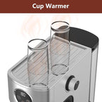 VEGETA Espresso Machine 20 Bar, Small Coffee Maker with 40oz Removable Water Tank, Stainless Steel Espresso Machine with Steam Milk Frother, Latte & Cappuccino Machine for Home, Silver