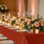 Fitable 8 Pack Rectangle Tablecloths: Stain Resistant Wrinkle Free Circle Table Clothes, Washable Reusable Polyester Table Covers for Wedding Party Birthday Banquet Reception(Rust, 70x108 Inch)