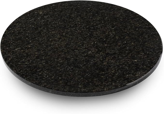 Koville 16'' Black Marble Lazy Susan for Kitchen Counter, Marble Turntable for Dinning, Lazy Susan Organizer for Cabinet, Serving Rotation Spinning Tabletop Organizer Swiveling, Spice Rack Storage