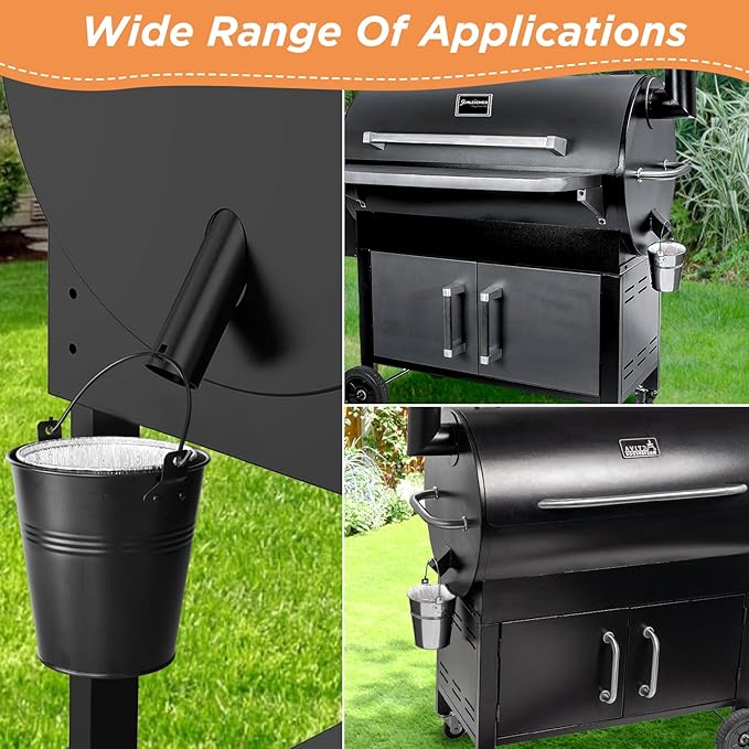 24 Pack Disposable Foil Liners & Grease Bucket Liners for Pit Boss Grills 67292 Foil, Oklahoma Joe's 9518545P06, Ironwood, Flatrock, Recteq Large Bucket etc. 6.3 x 6.0”, Disposable Drip Bucket Cup