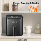 DEIME Air Fryer 3 Qt, Small Airfryer Digital Space Saving Compact, Bake, Reheat, Roasts for Quick Easy Meals, Mini Compact & Quiet, Nonstick & Dishwasher Safe Basket Toast Rack