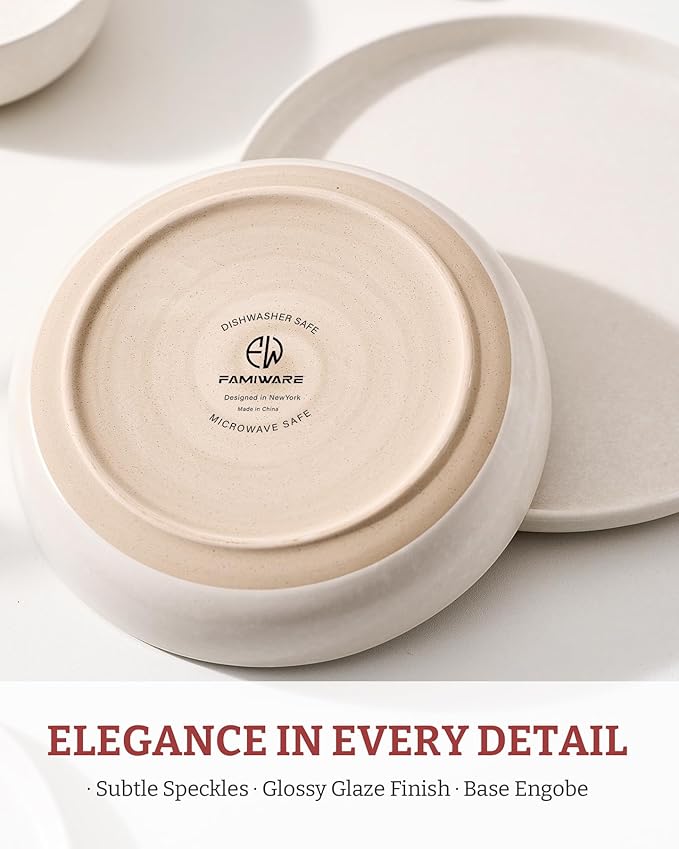 famiware Milkyway 33 oz Bowl Set, Pasta Bowls Set of 6, Salad Bowls Perfect for Your Friend for Housewarming, Thanksgiving, Christmas, Matte White