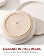 famiware Milkyway Pasta Bowls Set of 4, 8.5" Large Salad Bowls, Double Reactive Glaze, Sturdy & Stackable, Ideal for Housewarming, Festivals, Matte White